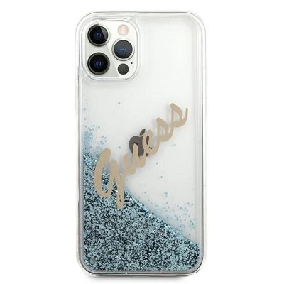 3. Guess GUHCP12LGLVSBL iPhone 12 Pro Max 6,7" Blau/Blau Hardcase Glitter Vintage Script