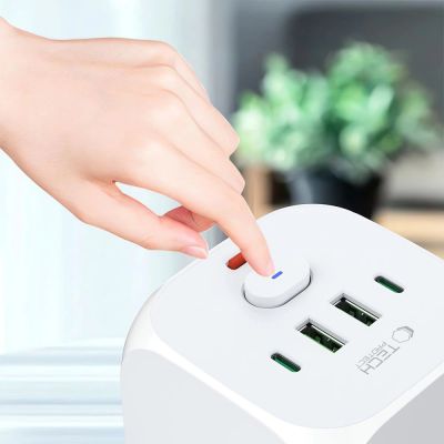 6. Tech-Protect PCL3x4 Steckdosenleiste, 2x USB-A, 2x USB-C, 3x AC Typ Schuko - Weiß
