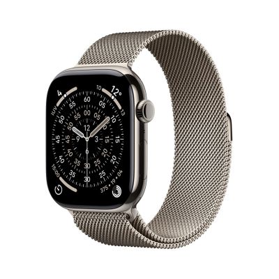 Apple Watch Series 11 Cellular 46 mm Gehäuse aus Natur-Titan mit Armband aus Natur-Mesh – M/L