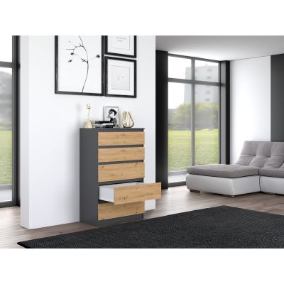 2. Kommode M5 70x40xH112 Anthrazit/Handwerkerstil