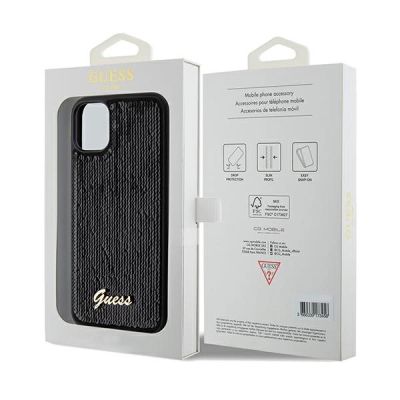 8. Guess Pailletten Script Metallhülle für iPhone 11 / Xr – Schwarz
