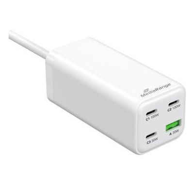 3. MediaRange MRMA124 Mobiles Ladegerät für Laptop, Smartphone, Tablet, Weiß, AC-Schnellladung intern