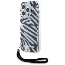 Karl Lagerfeld IML Zebra Pattern & Cord Hülle für iPhone 15 Pro – Schwarz