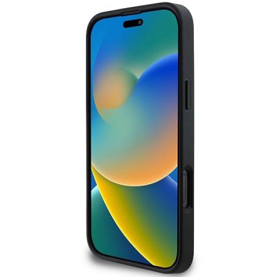 5. DKNY – Gesteppte iPhone 16 Pro-Hülle mit Stapellogo – Schwarz