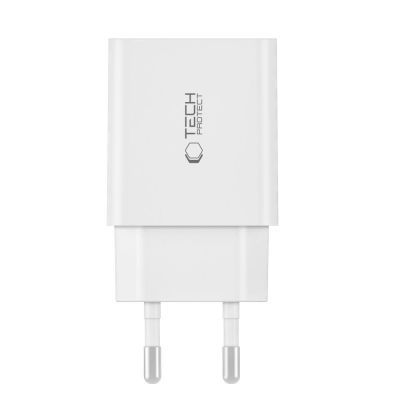 4. Tech-Protect C35W 2x USB-C PD 35W Netzwerkladegerät mit USB-C/ Lightning Kabel – Weiß