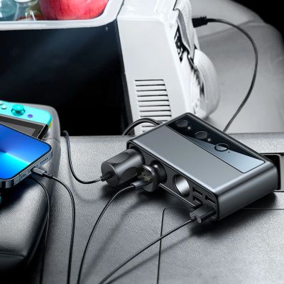 7. Joyroom JR-CL06 9in1 Autoladegerät 154W 5x USB-A / USB-C / 3x Zigarettenanzünderbuchse PD QC PPS - Schwarz