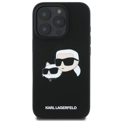 3. Karl Lagerfeld Silikonhülle Heads Print MagSafe für iPhone 16 Pro - Schwarz