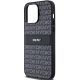 6. DKNY Lederhülle mit Monostreifen und Metalllogo für iPhone 14 Pro – Schwarz