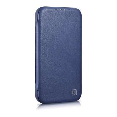 5. iCarer CE Premium Leather Folio Case iPhone 14 Pro Magnetic Flip Leather Folio Case MagSafe Blue (WMI14220714-BU)