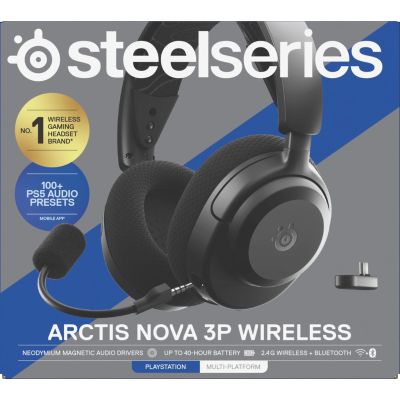 4. Steelseries Arctis Nova 3P Kabellose Kopfhörer für Playstation, Schwarz