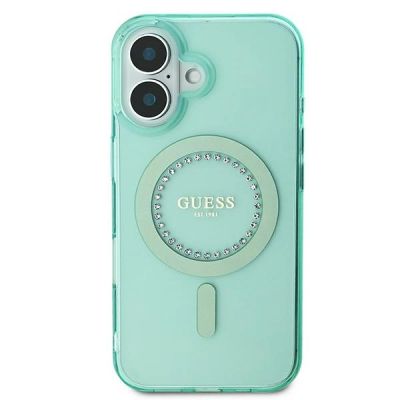 3. Guess IML Rhinestones MagSafe Hülle für iPhone 16 – Grün