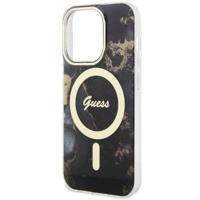 6. Guess, GUHMP14XHTMRSK iPhone 14 Pro Max 6,7" schwarz/schwarzes Hardcase Golden Marble MagSafe