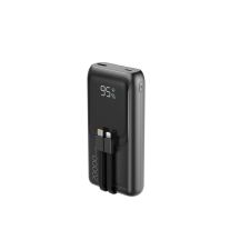 GEMBIRD Powerbank 20000mAh, 20W Schnellladung, LCD-Display, integrierte Kabel, Schwarz