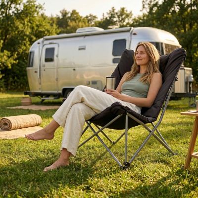 11. Hochwertiger Deluxe-Campingstuhl mit Kissen, Anthrazit, Redcliffs