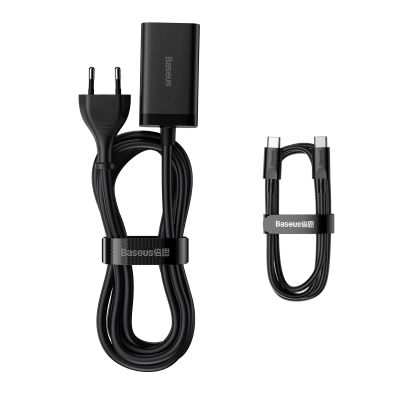 9. Baseus GaN3 Pro Schnellladegerät GaN 2 x USB Typ C / 2 x USB 65W PD, QC4.0+, AFC, PPS + Kabel USB Typ C - USB Typ C 1m schwarz (CCGP040101)