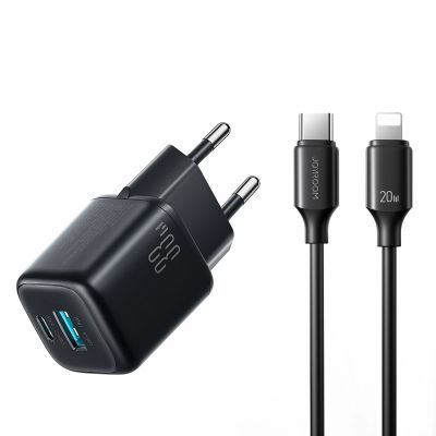 Joyroom JR-TG7 33W USB-A + USB-C Wandladegerät mit 30W USB-C - Lightning 1m Kabel - schwarz