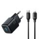 Joyroom JR-TG7 33W USB-A + USB-C Wandladegerät mit 30W USB-C - Lightning 1m Kabel - schwarz