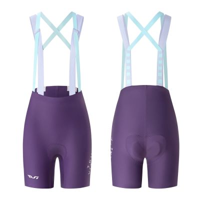 2. Rockbros YDDK017-1 TVI Damen-Radhose mit Trägern und Polsterung, Größe S – Lila