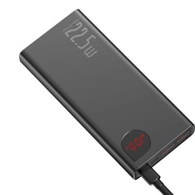 6. Baseus Adaman Powerbank mit Schnellladung 20000 mAh 22,5 W + USB-A - USB-C 3A Kabel 0,3 m schwarz