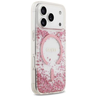4. Guess MagSafe Hülle mit Harzboden und Glitzer für iPhone 17 Pro – Pink