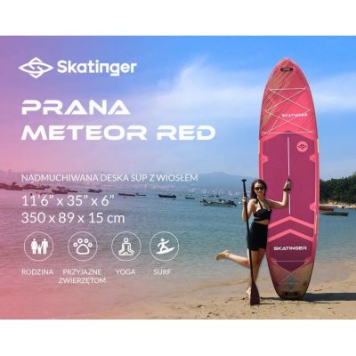 2. SUP-Skaterboard Prana Meteor Rot 350x89x15 cm