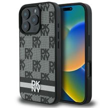 DKNY Schutzhülle mit Karomuster und bedruckten Streifen für iPhone 16 Pro, Schwarz