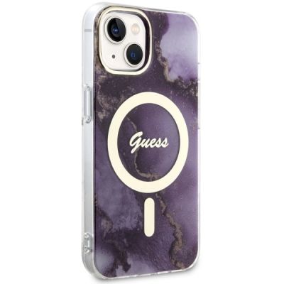 4. Guess GUHMP14SHTMRSU iPhone 14 6.1" lila/lila Hardcase Golden Marble MagSafe
