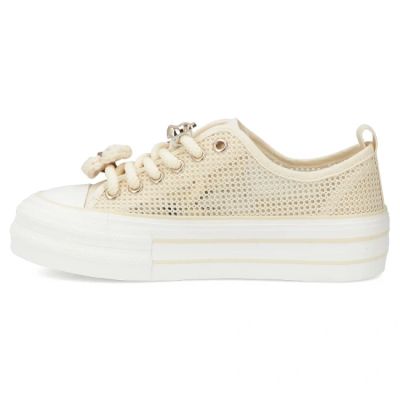 3. Damen-Sneaker aus Mesh mit Plateausohle, beige, Filippo DTN7855