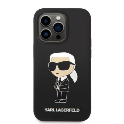 3. Karl Lagerfeld Silikon Ikonik Hülle für iPhone 14 Pro – Schwarz