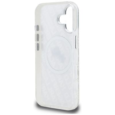 7. Karl Lagerfeld IML Glitter Karl & Choupette Heads Logo MagSafe iPhone 16 Hülle - Grau
