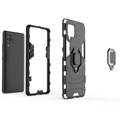 2. Ring Armor robuste Kickstand TPU/PC Panzer Handyhülle Hard Case für Samsung Galaxy A42 5G schwarz