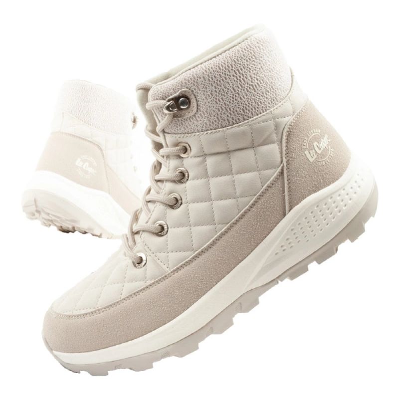 Lee Cooper Damen Winter-Wandersportschuhe, isoliert, creme, Öko-Leder