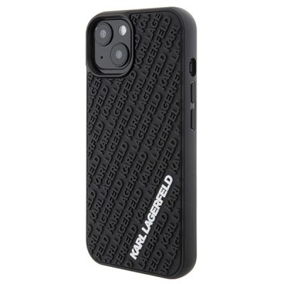 2. Karl Lagerfeld 3D Rubber Multi Logo Hülle für iPhone 15 – Schwarz