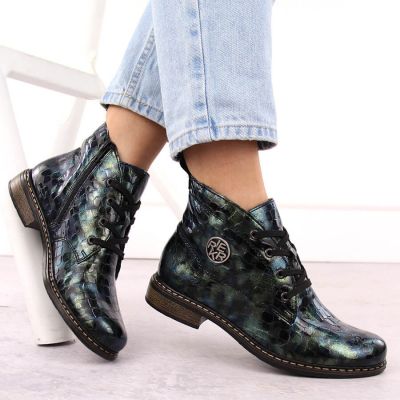 13. Damen-Lackstiefeletten in grüner Kroko-Optik Rieker 71205-90