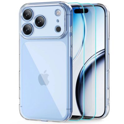 Tech-Protect FlexAir Hülle + Tech-Protect Glass Fit + 2er-Pack Schutzglas für iPhone 18 Pro Max / 17 Pro Max – Transparent