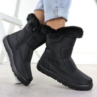 2. Schwarze, flache, gefütterte Damen-Schneestiefel Potocki KI24322