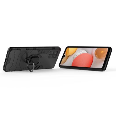 6. Ring Armor robuste Kickstand TPU/PC Panzer Handyhülle Hard Case für Samsung Galaxy A42 5G schwarz