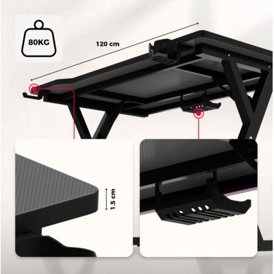 7. Gaming-Schreibtisch Huzaro Hero 2.4 RGB Black