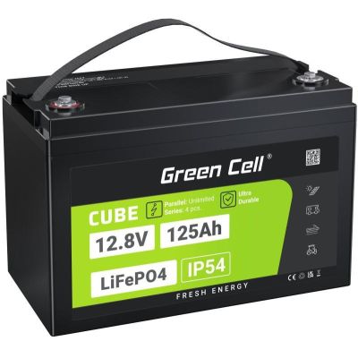 27. Green Cell CUBE LiFePO4-Akku 125 Ah 12 V/12,8 V 1600 Wh LFPGC12V125AH
