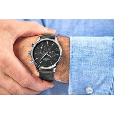 4. Giewont Herrenuhr Chronograph Saphir Schwarz Silber GW6310-A2