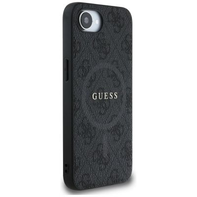 4. Guess PU Leder 4G Farbige Ringhülle mit MagSafe für iPhone 16e - Schwarz