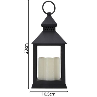 5. Dekorative Laterne 23 cm LED, batteriebetrieben, schwarz
