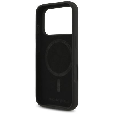 7. Karl Lagerfeld Silikon-Hülle Karl&Choupette Ring MagSafe für iPhone 18 Pro Max / iPhone 17 Pro Max – Schwarz