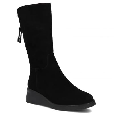 7. Schwarze Damen-Keilstiefeletten aus Leder, Filippo DBT7210