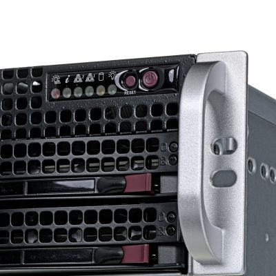 4. SUPERMICRO CSE-825TQC-R802LPB SERVERGEHÄUSE (Schwarzes 2U SC825TQC SAS3 LP-Gehäuse mit rotem 800W Netzteil)