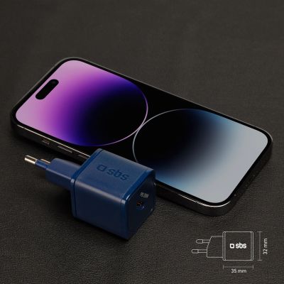8. SBS TETRGAN1C20B 20-W-GaN-Netzwerkladegerät mit Power Delivery – blau