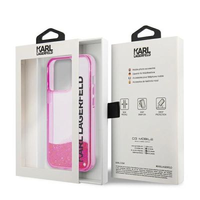 8. Karl Lagerfeld KLHCP14XLCKVF iPhone 14 Pro Max 6.7" pink / pink Hardcase Liquid Glitter Elong