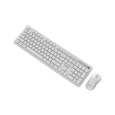 4. GEMBIRD Kabelloses Slim Pro Business-Schreibtisch-Tastatur- und Maus-Set, Weiß, US-Layout