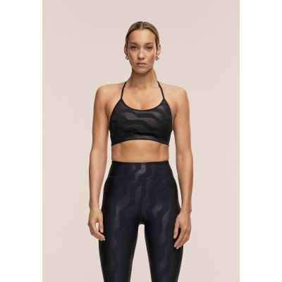3. CASALL Eleganter Sport-BH mit Trägern, bedruckt, Schwarz