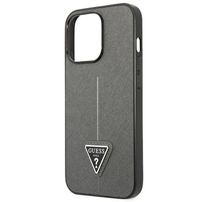 6. Guess Saffiano Triangle Logo Case für iPhone 13 Pro / 13 6.1" - Silber
